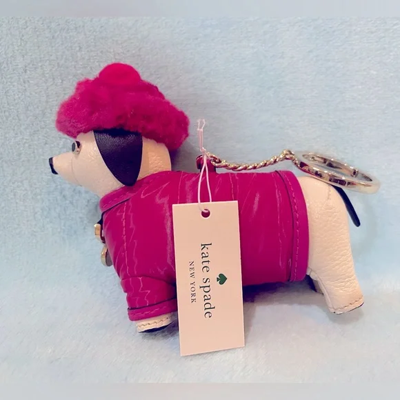 KATE SPADE CLAUDE DACHSHUND KEYCHAIN BAG CHARM KEY FOB COLLECTIBLE NWT Novelty - Picture 1 of 15